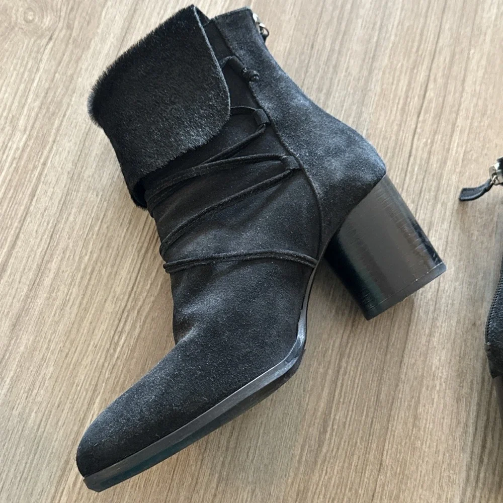 Homer Artisan‎ Spain Suede Ankle Boots Booties Size 37 Black